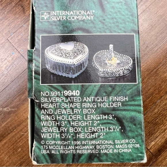 Silverplated Jewelry Box & Ring Holder Heart Shaped NIB International Silver Co. - Picture 11 of 13